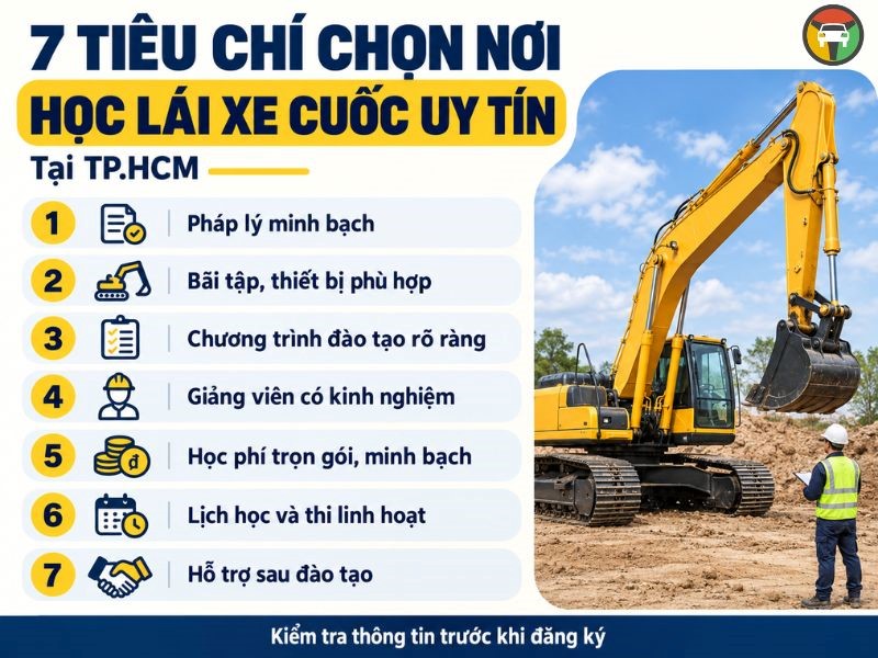 Tiêu chí chọn nơi học lái xe cuốc uy tín